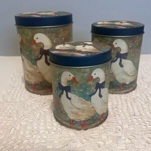 Vintage Winter Duck Geese Multicolor Farmhouse Kitchen Goose Canister Set of 3